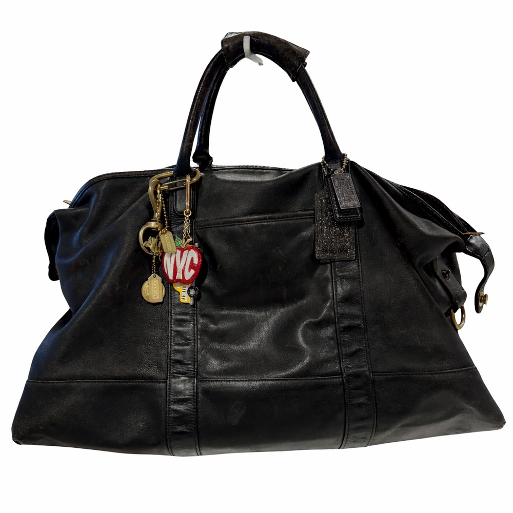 Coach Y2K Large Duffle Travel Black Distressed Leather Bag